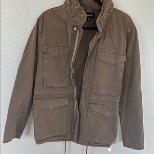 MADEWELL forest green small heavy duty utility jacket with hidden hood